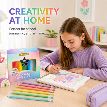 🖍️ 50 צבעוניים עם מחק – אחיזה משולשת, ניתנים למחיקה, עם מחק! 🎨✨