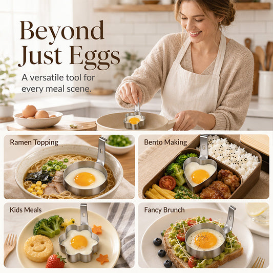 🍳 הנחה של 50% לזמן מוגבל! תבנית טבעת לביצים מפלדת אל-חלד 304, תבנית רב-צורות עם ציפוי נון-סטיק להכנת ביצים מטוגנות לארוחת הבוקר