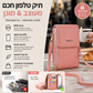 👛 תיק טלפון חסין RFID – 4 תאי כרטיסים, 3 תאים, חלון מגע שקוף. עור PU קל, רצועה מתכווננת – מושלם ליומיום ולנסיעות! 🛡️✨