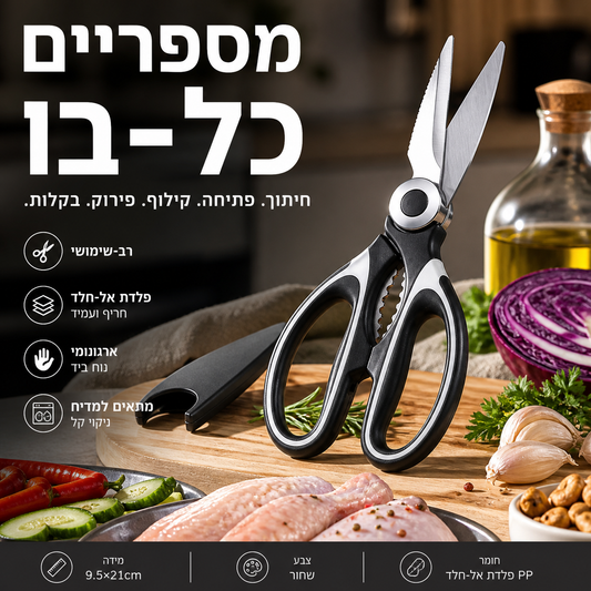 🔪 מספרי מטבח רב‑תכליתיות – חותכות בשר, ירקות, דגים, אגוזים ועוד. נירוסטה! 🦴✨