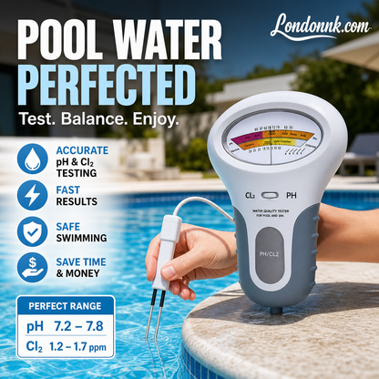 🏊‍♂️💧 בודק אלקטרוני ל-pH וכלור – מדידה מהירה ומדויקת! ⚡📊 שומר על בריכה נקייה, עור בריא וציוד עמיד. 🛡️ מונע חיידקים, גירויים ונזקים. בלי ניחושים – חוסך זמן, כסף וכימיקלים! ✅🏆