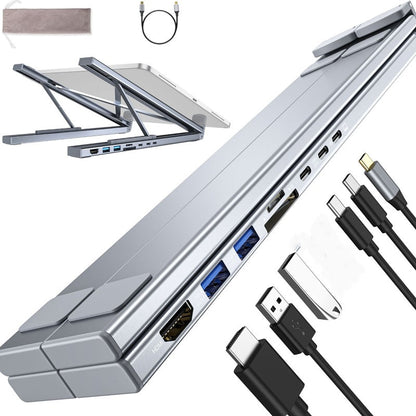 מעמד למחשב נייד עם תחנת עגינה USB-C ויציאת HDMI 4K