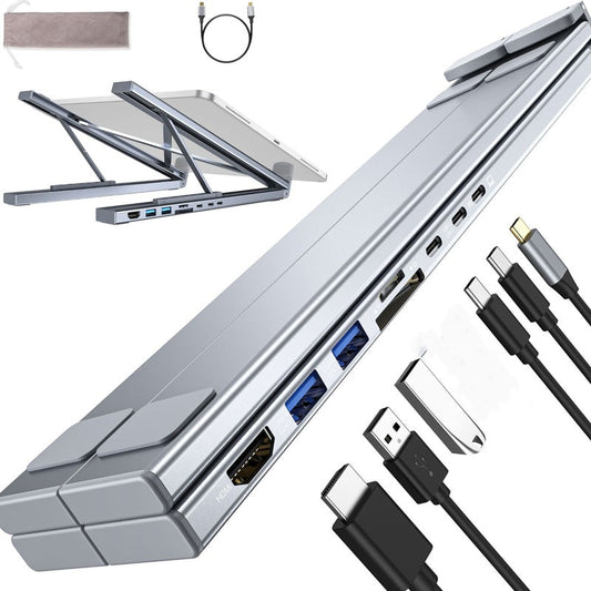 מעמד למחשב נייד עם תחנת עגינה USB-C ויציאת HDMI 4K