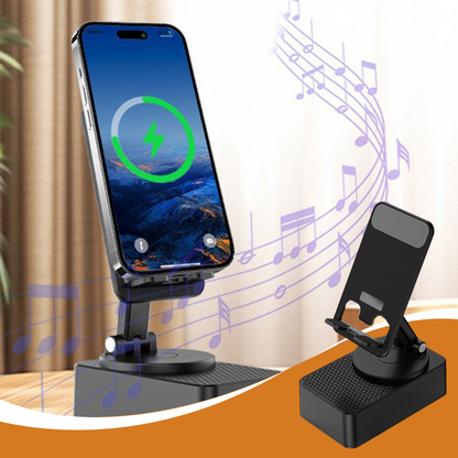 🎵 מחזיק נייד רב‑תכליתי – Bluetooth 5.3, טעינת Type‑C מהירה, בסיס יציב. שמע וחשמל בכלי אחד! 💪🔊
