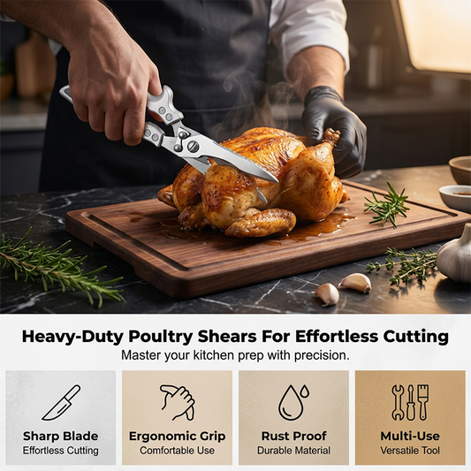✂️🍗 מספריים רב-תכליתיים למטבח לשימוש מאומץ – חותכים כמו חיה רעה! 🔪💪