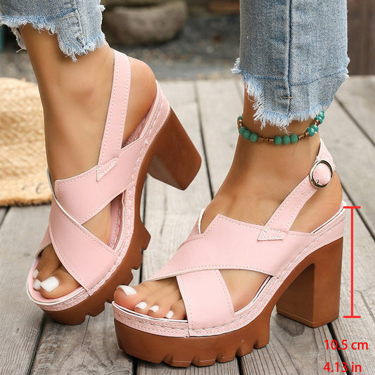 👡 מבצע לזמן מוגבל: 50% הנחה! ✨ סנדלי פלטפורמה לנשים עם רצועות מצטלבות – עקב עבה, מתכווננים, עם סוליה נגד החלקה