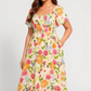 ⏰Summer Hot Sale 70% OFF💃Floral Smocked Square Neck Midi Dress with Pockets
