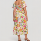 ⏰Summer Hot Sale 70% OFF💃Floral Smocked Square Neck Midi Dress with Pockets