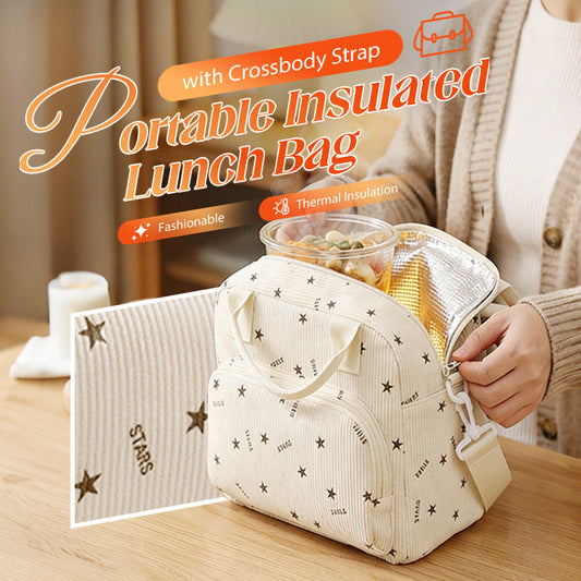 Portable Insulated Lunch Bag with Crossbody Strap