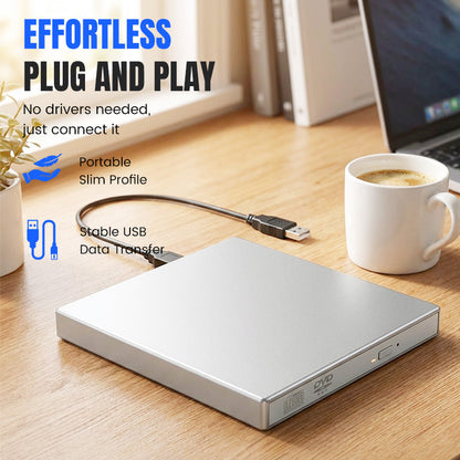 💿 כונן DVD חיצוני נייד – Plug & Play, USB 2.0, מתאים ל‑Windows, Mac ו‑Linux. צפו בסרטים וצרבו מוזיקה – קומפקטי לנסיעות! 🚀