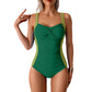 👙בגד ים חלק לנשים עם פיתול קדמי ✨שליטה בבטן, מדגש גזרת שעון חול, בד גמיש נוח לים 🏖️