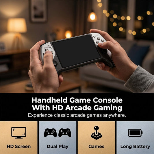 🎮 קונסולת משחקים ניידת – מסך 5", מצב 2 שחקנים, סוללה 3000mAh, 5–7 שעות משחק. כיף רטרו בכל מקום! ✨🕹️