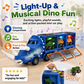 🦕 צעצוע דינוזאור עם אור ומוזיקה – משאית אחסון, 3 מכוניות, כיף אינטראקטיבי! 🚗🎶