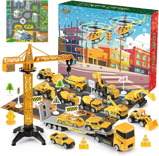 🎁Gift 50%OFF！！！🚗Kids Advent Calendar for Boys: Alloy Construction Engineering Vehicle Toy Sets