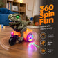 🦖 תלת‑אופן דינוזאור חשמלי מסתובב – פעלולים 360°, גלגלים זוהרים, מוזיקה כיפית. מושלם לילדים מגיל 3! ✨🎶