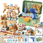 🧰 ערכת כלי עבודה חינוכית DIY לילדים – 124–190 חלקים, מקדחה חשמלית, קופסת אחסון. משחקים ולומדים! ✨🔧