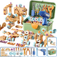 🧰 ערכת כלי עבודה חינוכית DIY לילדים – 124–190 חלקים, מקדחה חשמלית, קופסת אחסון. משחקים ולומדים! ✨🔧