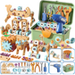 🧰 ערכת כלי עבודה חינוכית DIY לילדים – 124–190 חלקים, מקדחה חשמלית, קופסת אחסון. משחקים ולומדים! ✨🔧