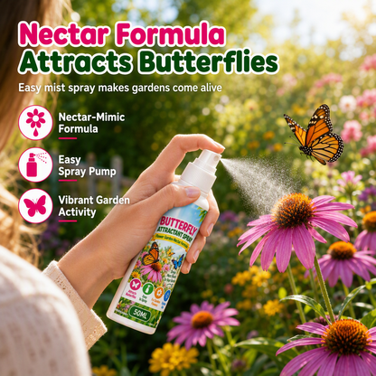 🦋 ספריי פרפרים לגינה – נוסחת צוף, 50 מ"ל, מושך פרפרים צבעוניים לפרחים. קל לשימוש! ✨🌸