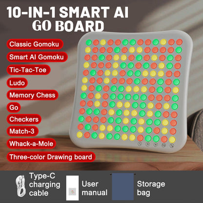 🧠 לוח גו חכם עם AI – מסך LED, רמות קושי משתנות, נייד. מאמן אסטרטגיה ומיומנויות בבית! ✨🎲